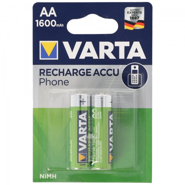 Batterie rechargeable de puissance de téléphone de Varta T399 Mignon / AA 1600mAh batterie de téléphone de paquet de 2