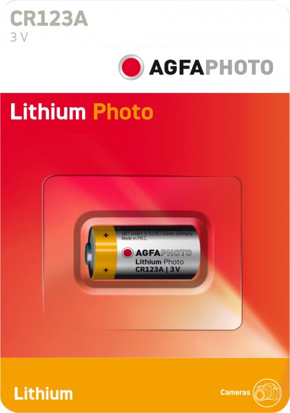 Agfaphoto Batterie Lithium, CR123A, 3V Extreme Photo, Blister au détail (1-Pack)