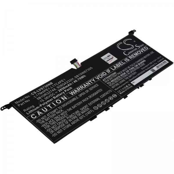 Batterie pour ordinateur portable Lenovo Yoga S730, IdeaPad 730S 13, type L17C4PE1 et autres - 15,36V - 2650 mAh