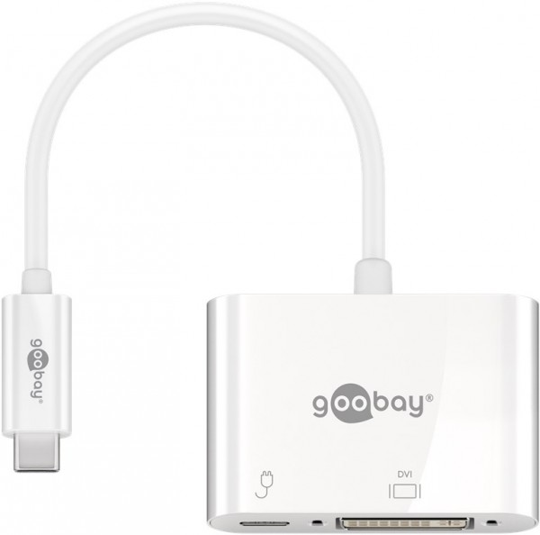 Adaptateur Goobay USB-C™ DVI, PD, blanc - ajoute une connexion DVI à un appareil USB-C™