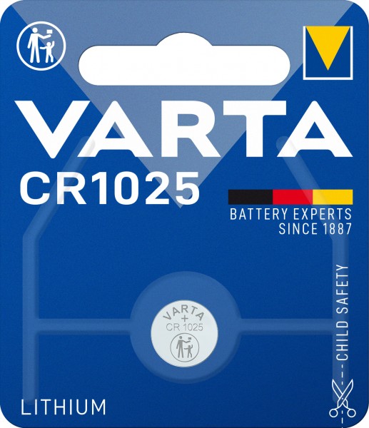 Batterie au lithium Varta, pile bouton, CR1025, électronique 3V, blister de vente au détail (paquet de 1)