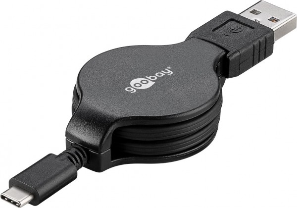 Câble de charge et de synchronisation Goobay USB-C™, extensible - pour les appareils avec connexion USB-C™ ; le noir