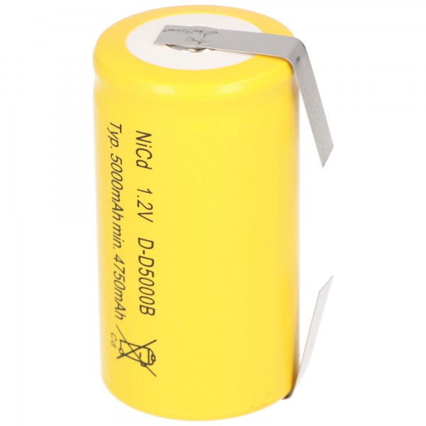 Batterie de remplacement pour batterie Sanyo KR-5000DEL Cadnica Mono avec cosse à souder en forme de U