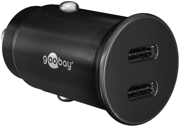 Chargeur de voiture rapide Goobay Dual-USB-C™ PD (Power Delivery) (30 W) - 30 W (12/24 V) adapté aux appareils avec USB-C™ (Power Delivery) tels que par exemple iPhone 12