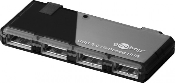 Goobay 4-way USB 2.0 Hi-Speed HUB - pour connecter jusqu'à 4 périphériques USB à un port USB; avec bloc d'alimentation (5 V / 2 A)