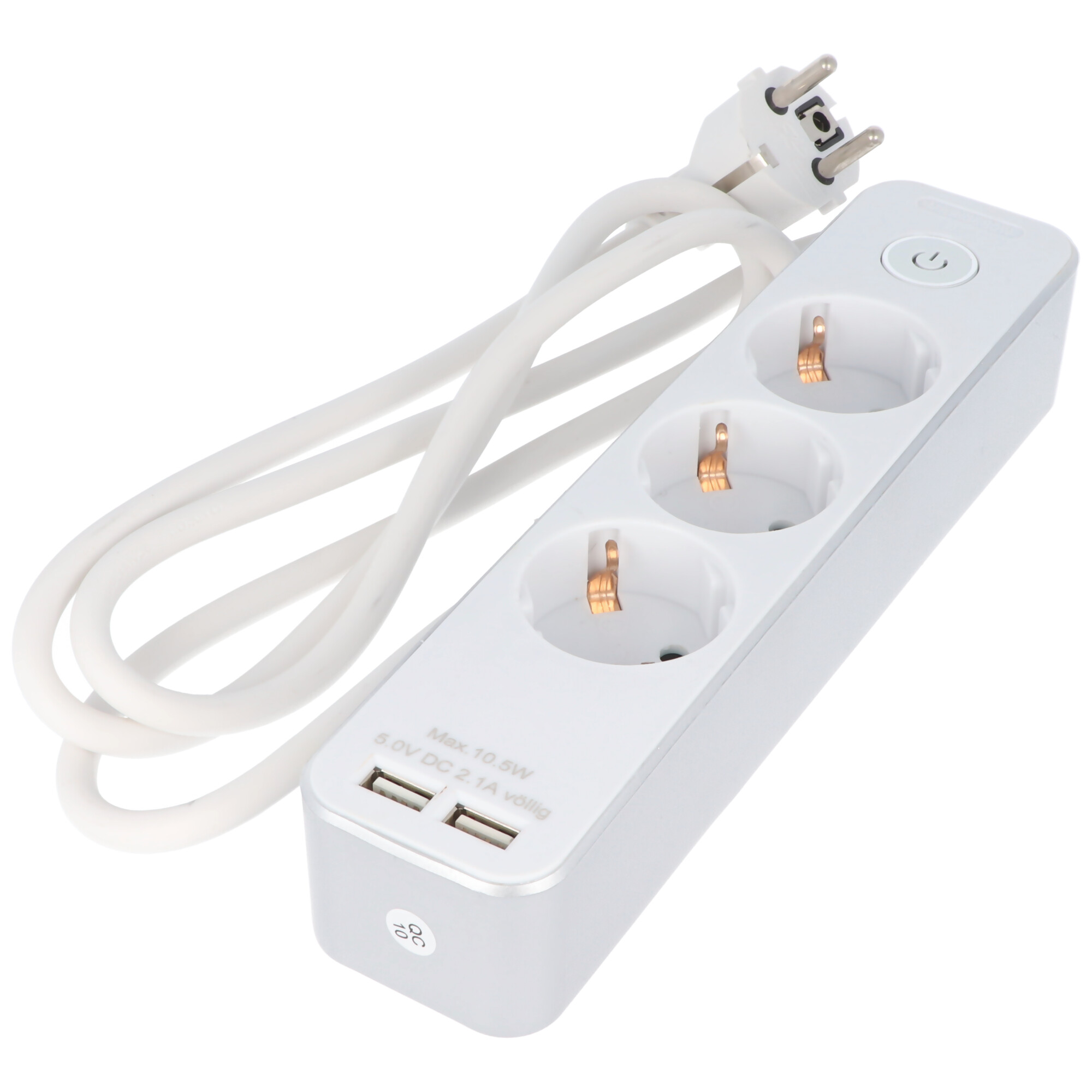 Prise de courant à 3 voies avec interrupteur et 2 ports USB, pour connecter  jusqu'à trois appareils électriques et deux appareils USB, avec sécurité  enfants, longueur de câble 1,5 m - ATTENTION