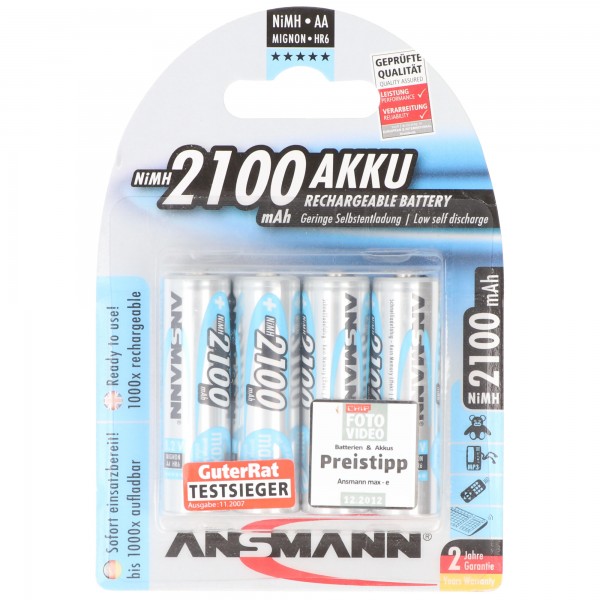 Batterie Ansmann maxE NiMH Mignon 2100mAh blister 4 pièces