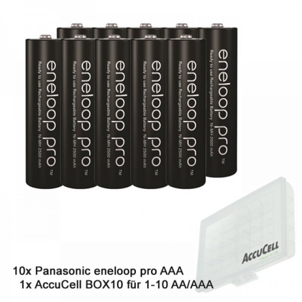 Panasonic eneloop pro, pile Ni-MH prête à l'emploi, AAA Micro, min. 930 mAh, 500 cycles de charge, faible autodécharge, avec AccuCell B