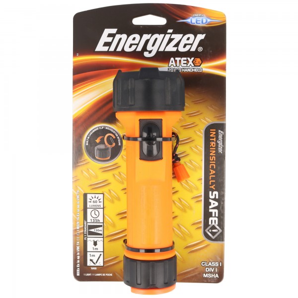 Energizer 2D ATEX - Lampe de poche - LED - Lumière blanche - Noir, Orange de sécurité