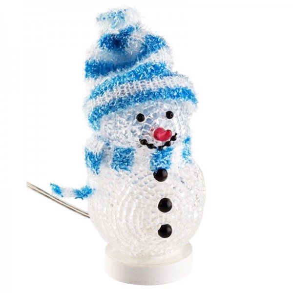 Le bonhomme de neige USB décoratif à LED avec le foulard bleu et le capot bleu