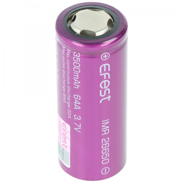 Efest Violet IMR26650 avec batterie Li-Ion de 3,7 V, 3500mAh (drain élevé)