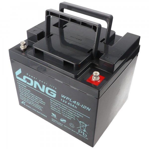 Batterie plomb-polaire Kung Long WPL45-12N F8 Longlife, 12V, 45Ah, filetage interne M6