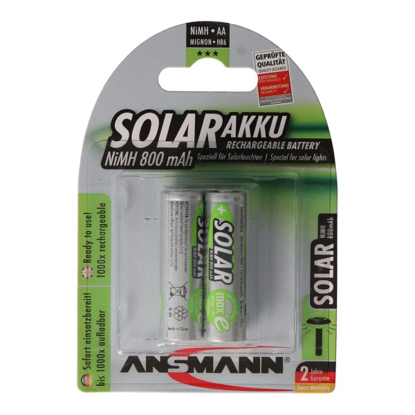 Ansmann Solar Mignon / AA Green 2 pack idéal pour les lampes solaires