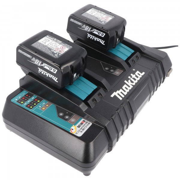 Makita Power Source Kit Li 18V avec 2x batterie BL1860B 6,0Ah + double chargeur DC18RD 199484-8