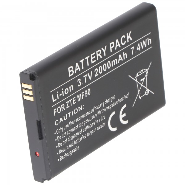 Batterie pour ZTE MF90, Li-ion, 3.7V, 2000mAh, 7.4Wh