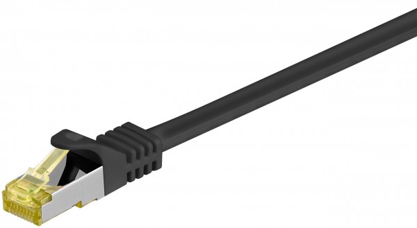 Câble patch Goobay RJ45 CAT 6A S/FTP (PiMF), 500 MHz avec câble brut CAT 7, noir