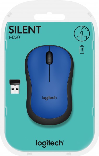 Logitech Mouse M220, Silencieux, Sans fil, Blue Optical, 1000 dpi, 3 boutons, Vente au détail