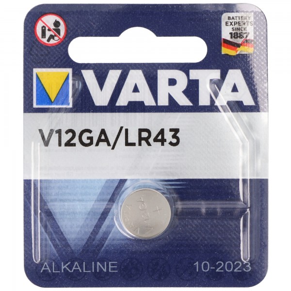 Varta V12GA, LR43, 186, 84, pile bouton LR1142