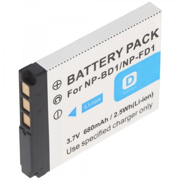AccuCell batterie adaptée pour Sony NP-BD1, DSC-T2, T200, T70, T75