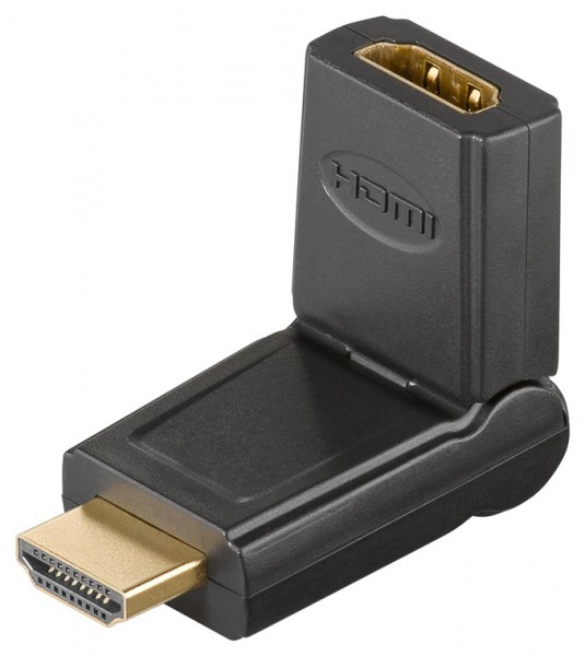 Adaptateur Goobay HDMI™ 180°, plaqué or - prise HDMI™ (type A) > fiche HDMI™ (type A) 180° ; pliable