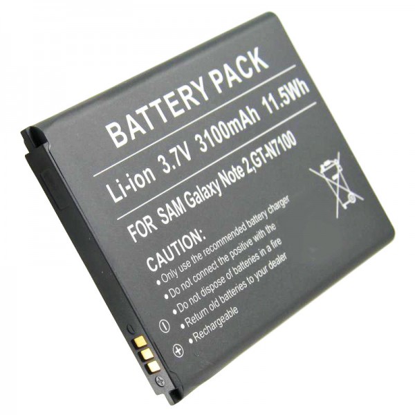 Batterie AccuCell pour Samsung Galaxy Note II, Galaxy Note 2, GT-N7100, EB595675LU