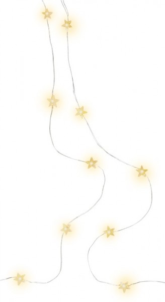Guirlande lumineuse fil d'argent Goobay 20 LED &quot;Stars&quot; - avec fonction minuterie, blanc chaud (3000 K), à piles