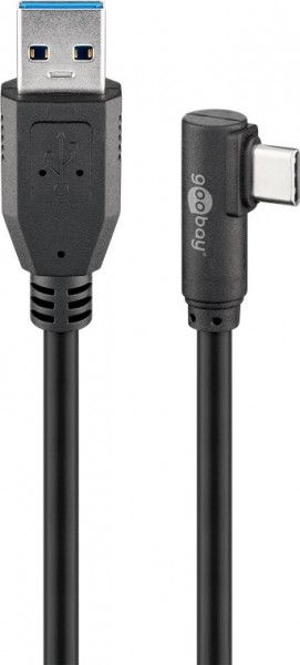 Câble Goobay USB-C™ vers USB A 3.0 90°, noir - Connecteur USB 3.0 (type A) > Connecteur USB-C™
