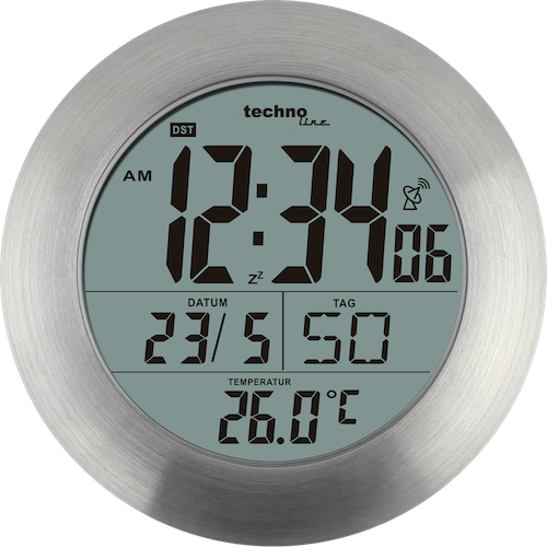 WT 3000 - Horloge murale radio de Technoline avec protection contre l'humidité et affichage de la température, fixation avec ventouses