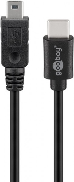 Câble Goobay USB 2.0 USB-C™ vers Mini-B 2.0, noir - Mini-prise USB 2.0 (type B, 5 broches) > Prise USB-C™