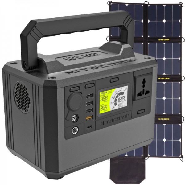 Nitecore NPS600 Powerstation 165000mAh et Nitecore FSP100 panneau solaire pliable avec max. 100W