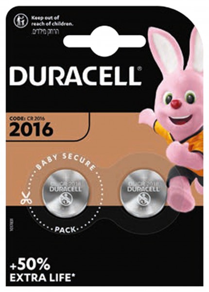 Pile au lithium Duracell CR2016 sous double blister