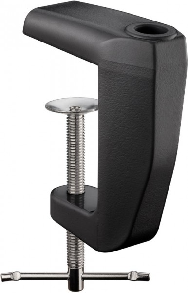 Pince de table de rechange Goobay pour lampes loupes à bras articulé, noire - pour épaisseurs de plateau de table 0 mm - 60 mm, métal massif, revêtement par poudre