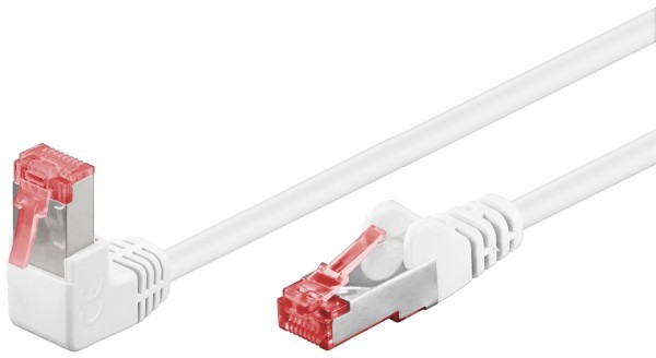 Câble patch Goobay CAT 6 1x coudé à 90°, S/FTP (PiMF), blanc