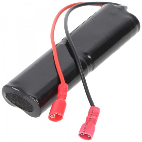 Batterie lumière de secours NiCd 4.8V 860mAh L2x2 Mignon AA avec câble de 150mm et embases Faston -4.8mm / + 6.3mm remplace GAZ 5161000415