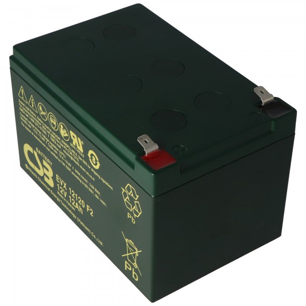 CSB-EVX12120F2 Batterie plomb-acide 12 Ah AGM 12 V, 151 x 98 x 100 mm Faston 6,3 mm cycles + veille