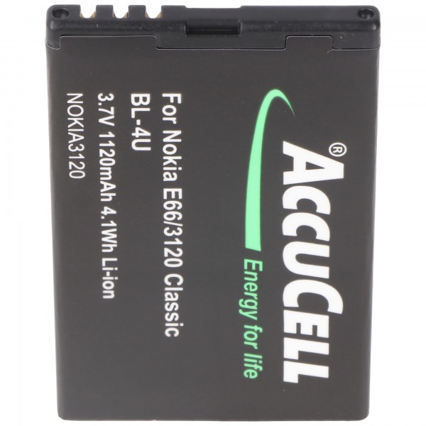 AccuCell batterie adaptée pour Nokia 3120 classic BL-4U
