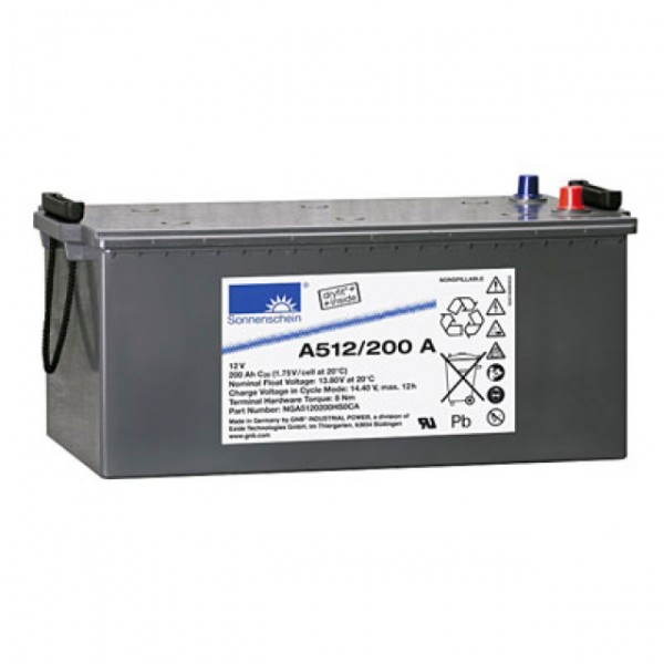 Batterie au plomb Exide Sonnenschein Dryfit A512 / 200A avec pôle A 12V, 200000mAh