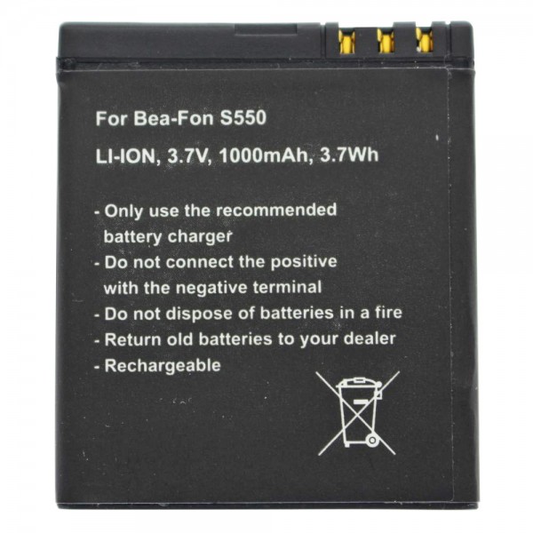 Batterie pour Bea-Fon SL550, batterie Lithium Ion 3,7 Volt 1000mAh