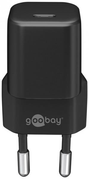 Goobay USB-C™ PD (Power Delivery) chargeur rapide nano (20 W) noir - convient aux appareils avec USB-C™ (Power Delivery) tels que l'iPhone 12