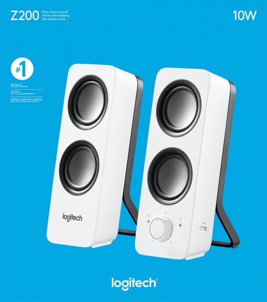Logitech Speaker Z200, audio, stéréo 2.0, 10W blanc, vente au détail