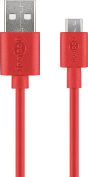 Câble de chargement et de synchronisation Goobay Micro USB - pour les appareils Android; rouge