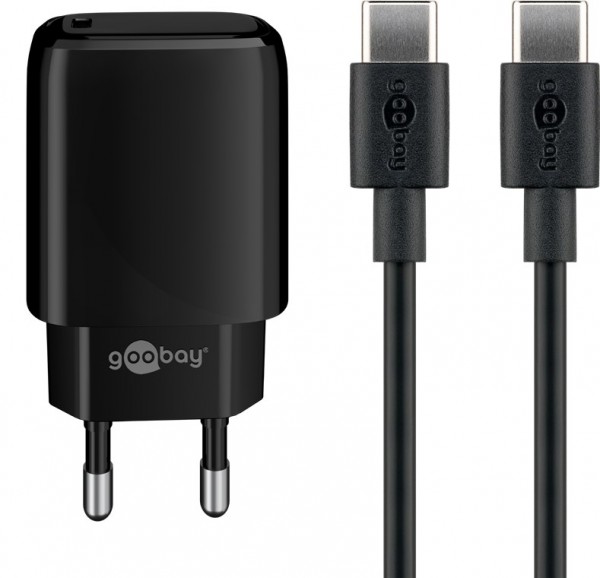 Kit de charge Goobay USB-C™ PD 20W - Alimentation USB-C™ 20W avec câble USB-C™ 1m (noir)