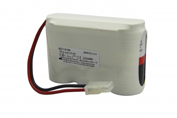 Batterie au plomb adaptée à Lifecare PLV100 - Pack - 6.0 Volt 2.5 Ah conforme CE