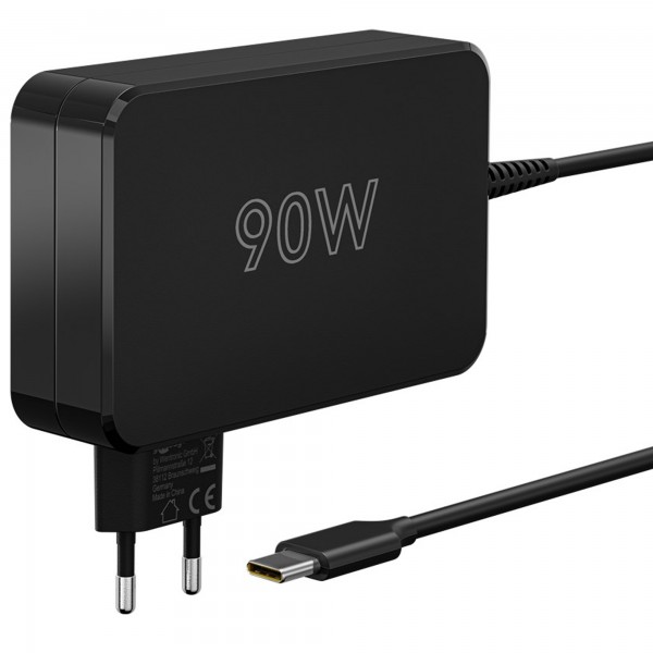 Chargeur USB-C pour tablette, ordinateur portable, par exemple Apple MacBook, Huawei MateBook, 90 W, noir