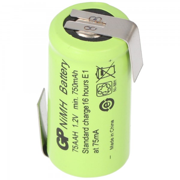 GP Battery Batterie rechargeable NiMH 2 / 3AA GP75AAH avec cosse à souder en forme de Z