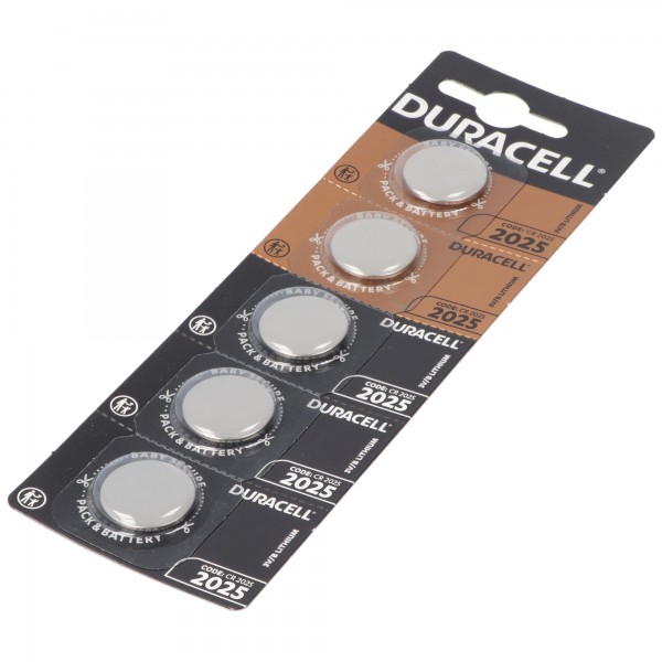 5x Duracell DL2025, CR2025 blister de 2 piles lithium 3 volts