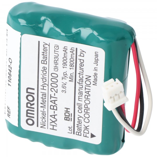 Batterie NiMH d'origine pour Omron Healthcare HBP-1300 Tensiomètre HPM-1300 Type HXA-BAT2000 9065797-O 3.6 Volt 1.9 Ah