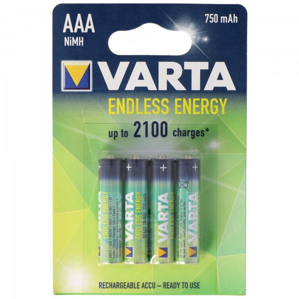 Varta Endless prêt à l'emploi Micro AAA batterie NiMH 750mAh 1,2 Volt 4 pièces
