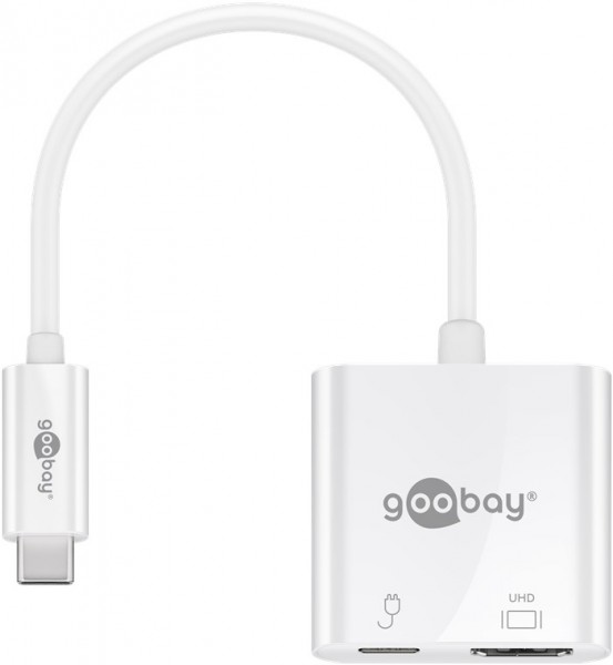 Adaptateur Goobay USB-C™ HDMI 4k60Hz, PD, blanc - ajoute une connexion HDMI™ à un appareil USB-C™
