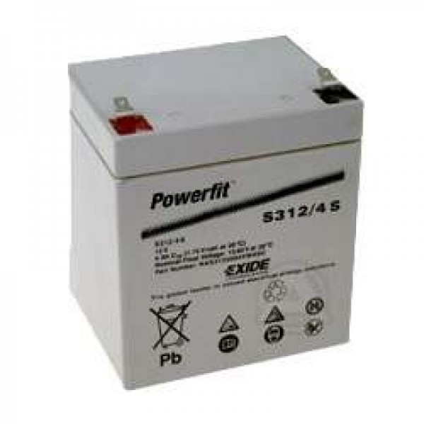 Batterie au plomb Exide Powerfit S312 / 4S, connexion 4.8mm